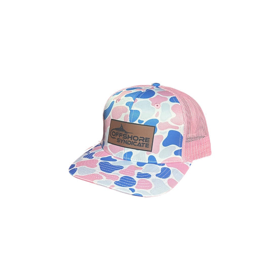 Aqua blush snap back trucker