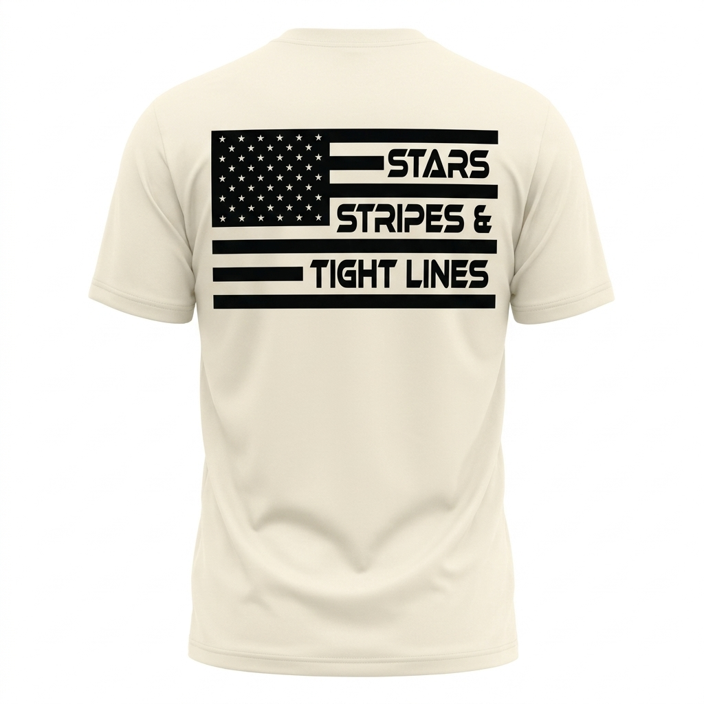 Stars, Stripes & Tight Lines Off White Tee